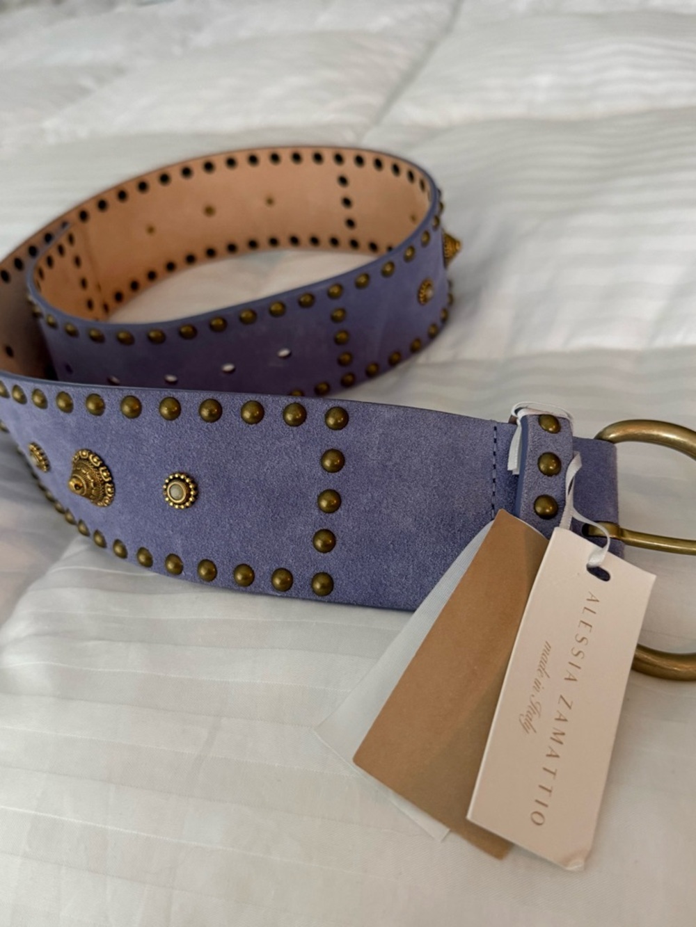 Alessia Zamattio Suede Studded Wide Belt